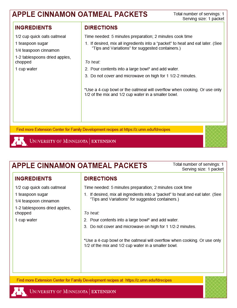 Apple Cinnamon Oatmeal Packets