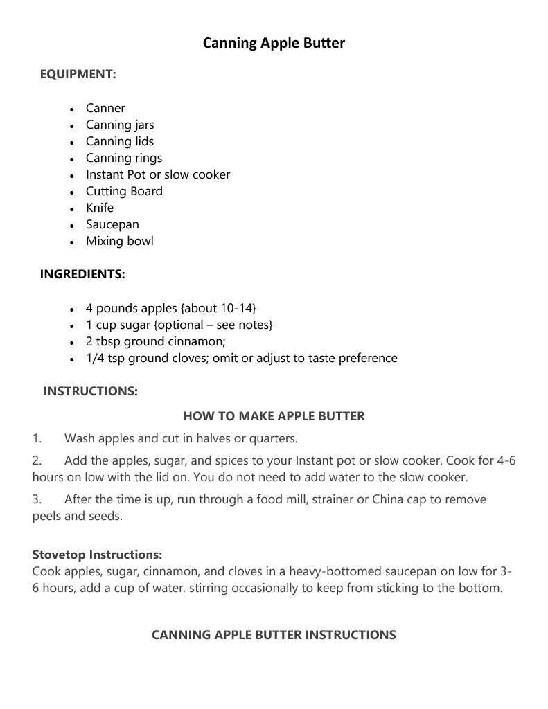 Canning Apple Butter page 1