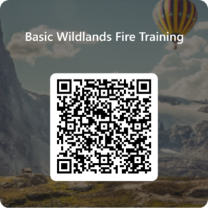 QR code to register for the Basic Wildlands Fire Training program.